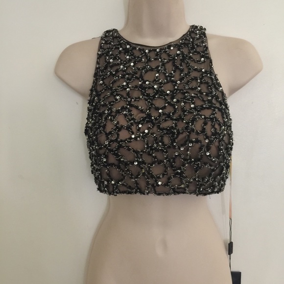 Windsor Tops - NWT Windsor Beaded Rhinestones Crop Top/ Sz 4